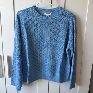 Anniewear Ocean Blue Knit Crochet Pullover Sweater XL NWT